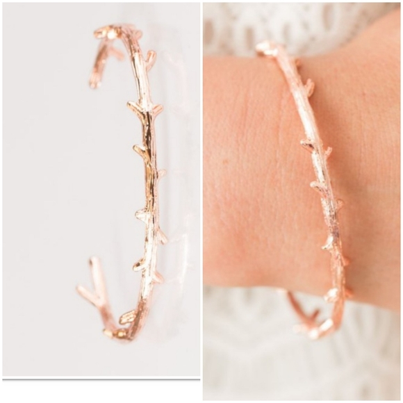 EASY AS ONE, TWO TREE ROSE GOLD CUFF BRACELET - Picture 1 of 1